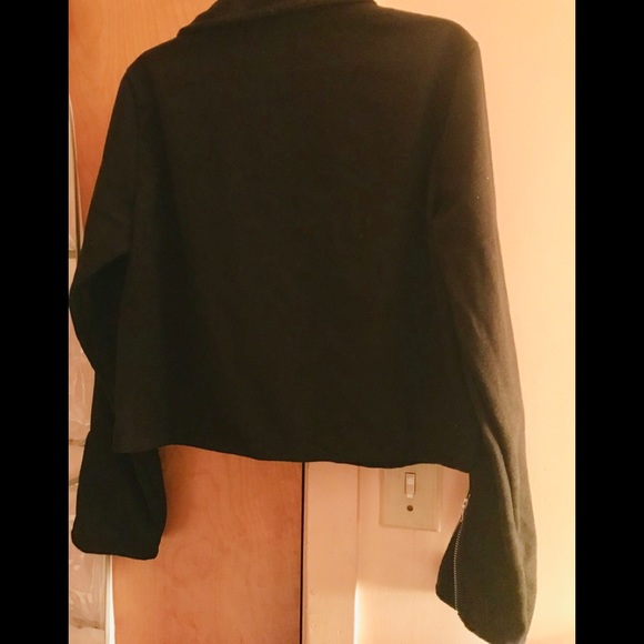 SUPER COOL Edgy Warm Black Bomber Moto Jacket - Picture 6 of 7